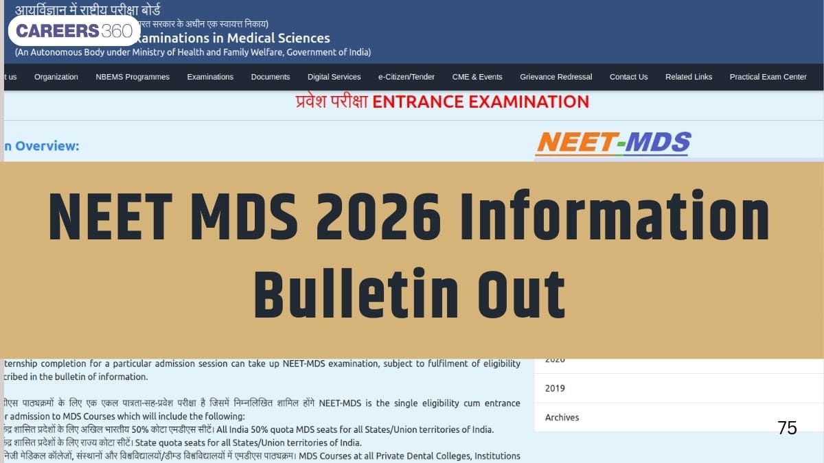 NEET MDS 2026 Information Bulletin Out: PDF Download, Dates, Application Process